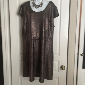 Plus Metallic Bronze Dress